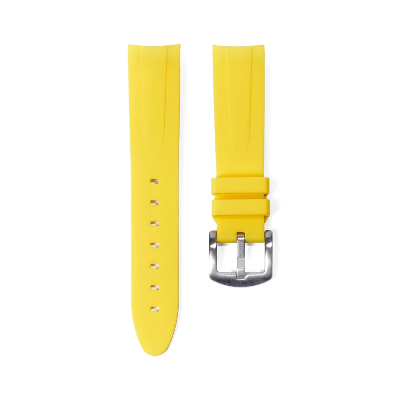 20mm Curved Ended Yellow Lemon Rubber Strap