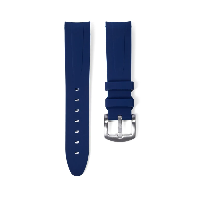 20mm Curved Ended Blue Rubber Strap