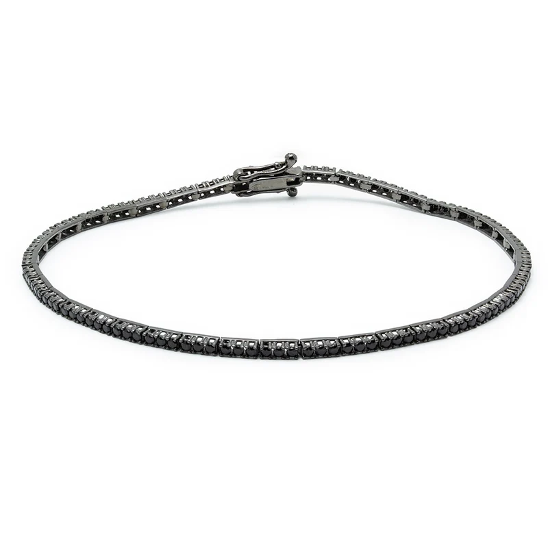 Pulsera Rivière de Oro de 9 Quilates con Circonitas Negras