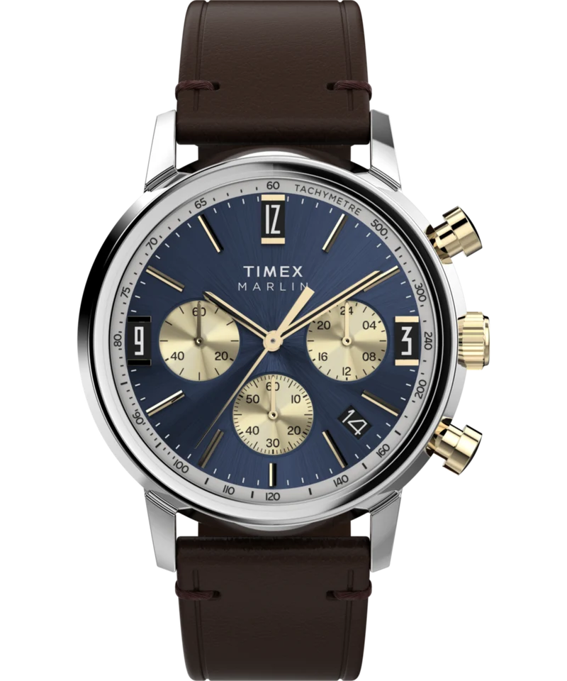 Marlin® Chronograph Tachymeter 40mm Leather Strap Watch