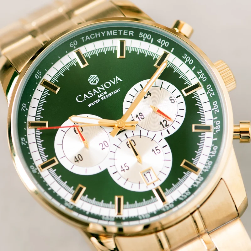 Reloj Hombre Casanova Chrono con Correa de Acero Dorado