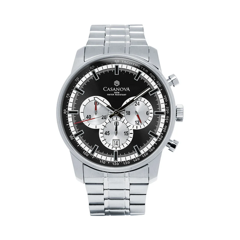 Reloj Casanova Chrono con Correa de Acero en Negro