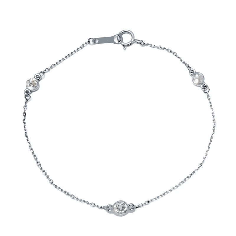 Pulsera de Oro Blanco de 9 Quilates con Circonitas