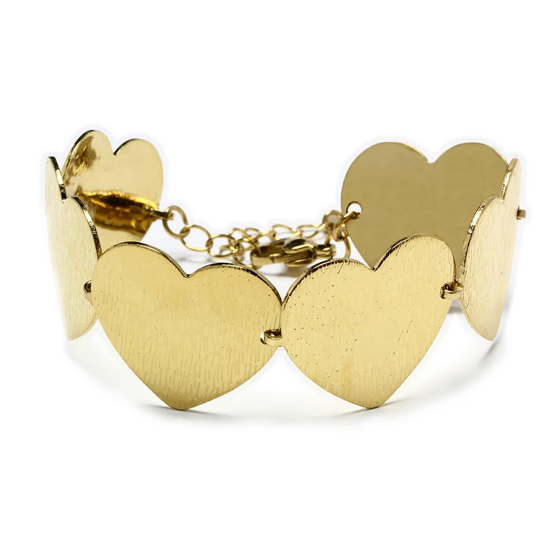 Pulsera Tesi de Acero Inoxidable con Corazones Grabados