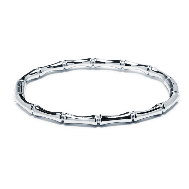 Pulsera Esclava Tesi de Acero Inoxidable con Diseño Bambú