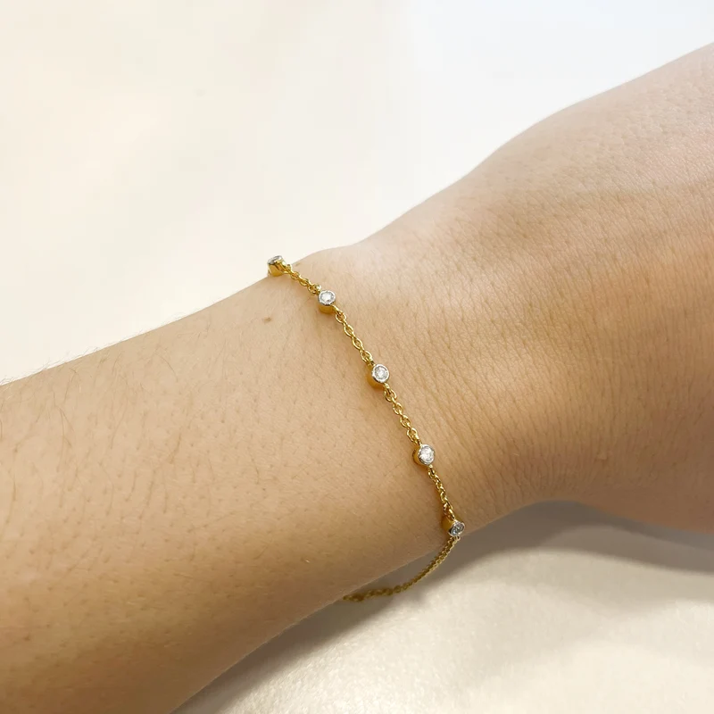 Pulsera con Diamantes Creados en Vermeil