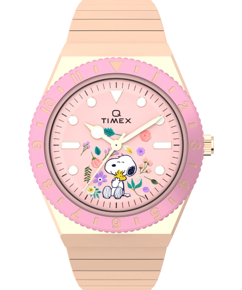 Peanuts® Q Timex® In Bloom 36mm Stainless Steel Expansion Band Watch