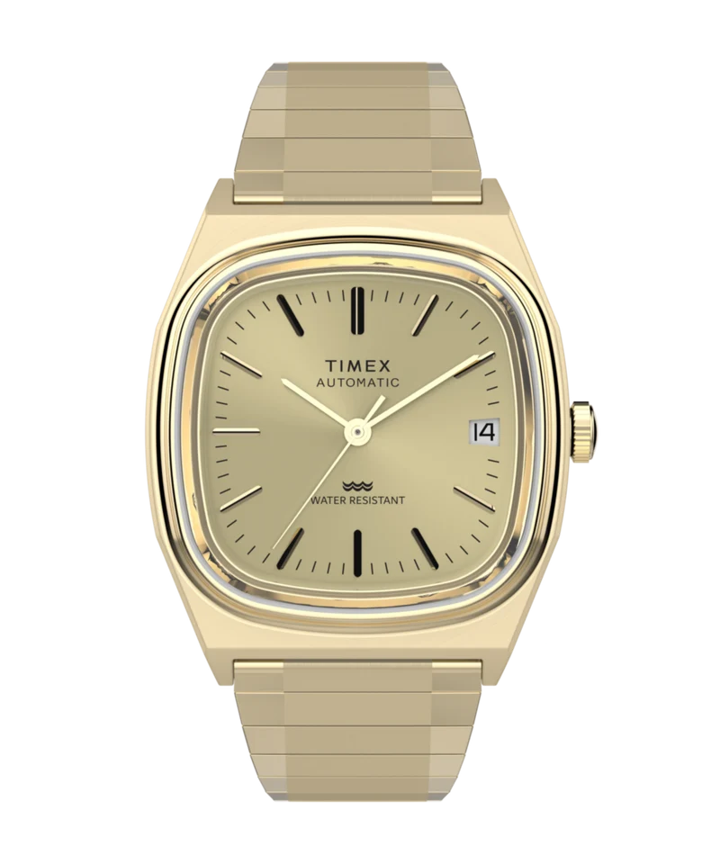 Timex® Automatic 1983 E Line Reissue 34mm Gold-Tone Expansion Band Watch