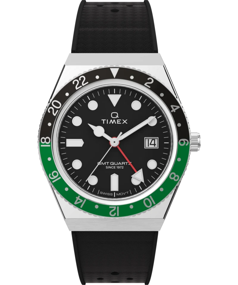 Q Timex® GMT 38mm Synthetic Rubber Strap Watch