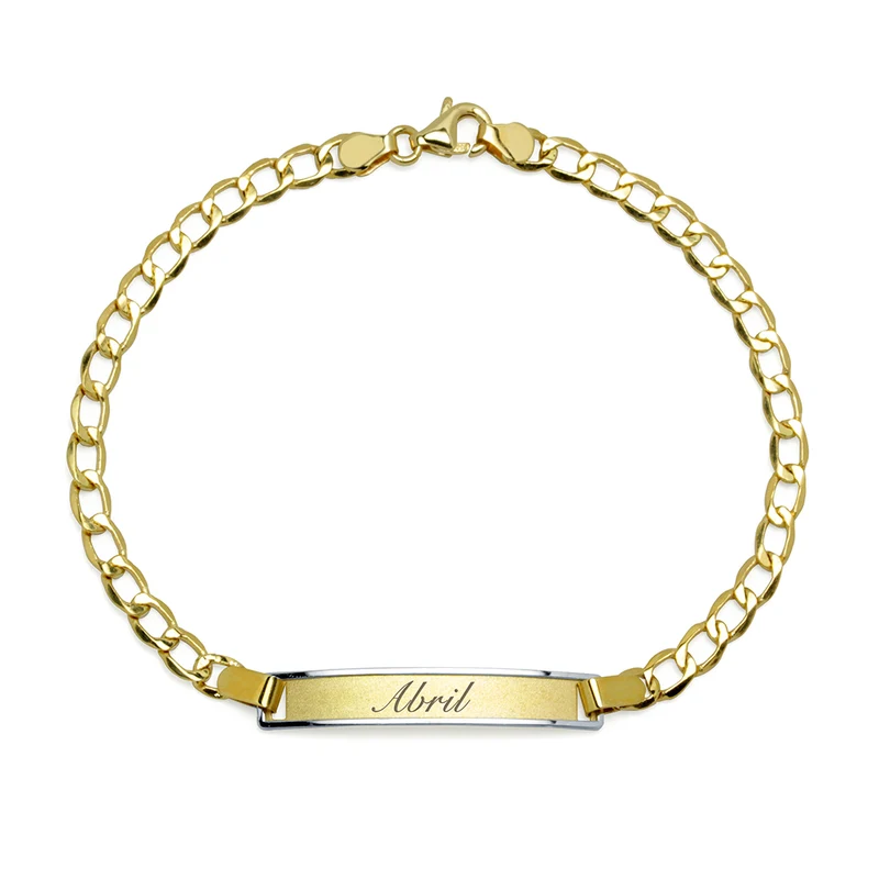 Pulsera Nomeolvides con Placa de Oro de 9 Quilates