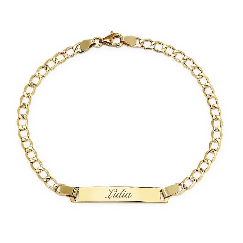 Pulsera Nomeolvides con Placa de Oro de 9 Quilates