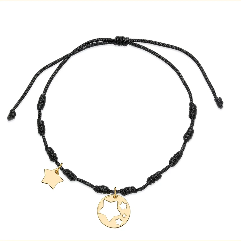 Pulsera de Hilo de Oro de 9 Quilates con Estrella