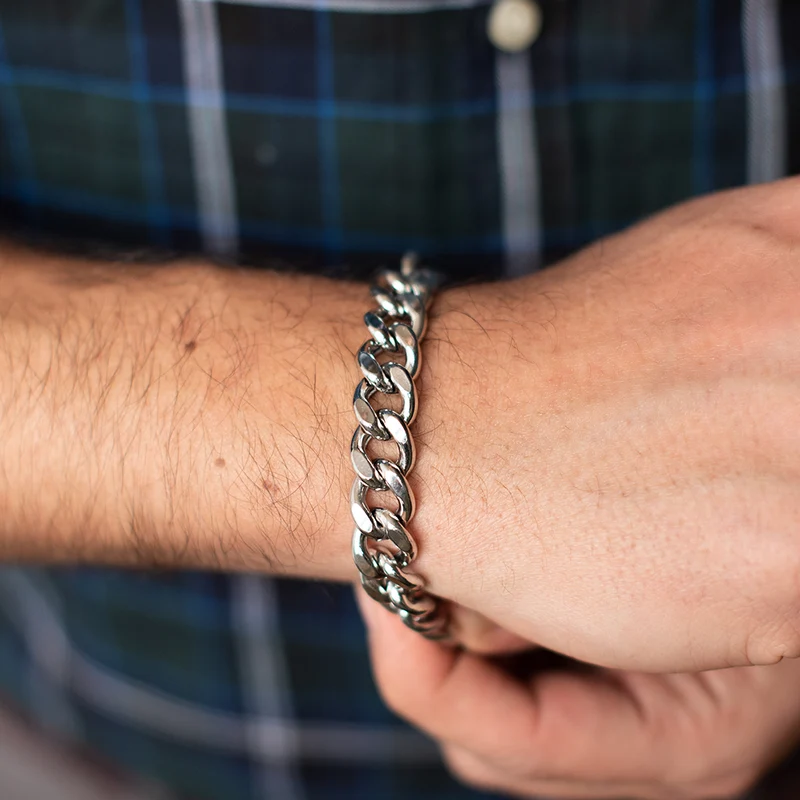 Pulsera Barbada de Plata de Ley 925 con Rodio