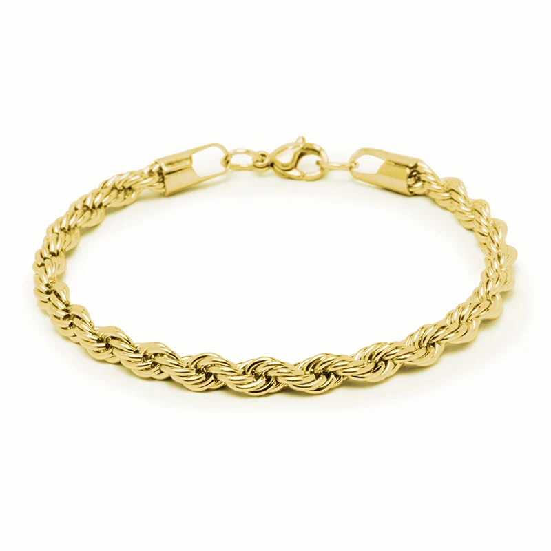 Pulsera Cordón de Acero con Baño de Oro
