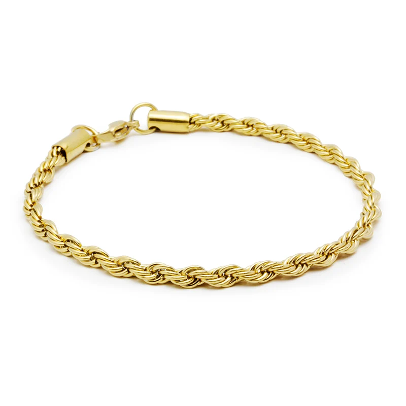 Pulsera de Cordón de Acero con Baño de Oro