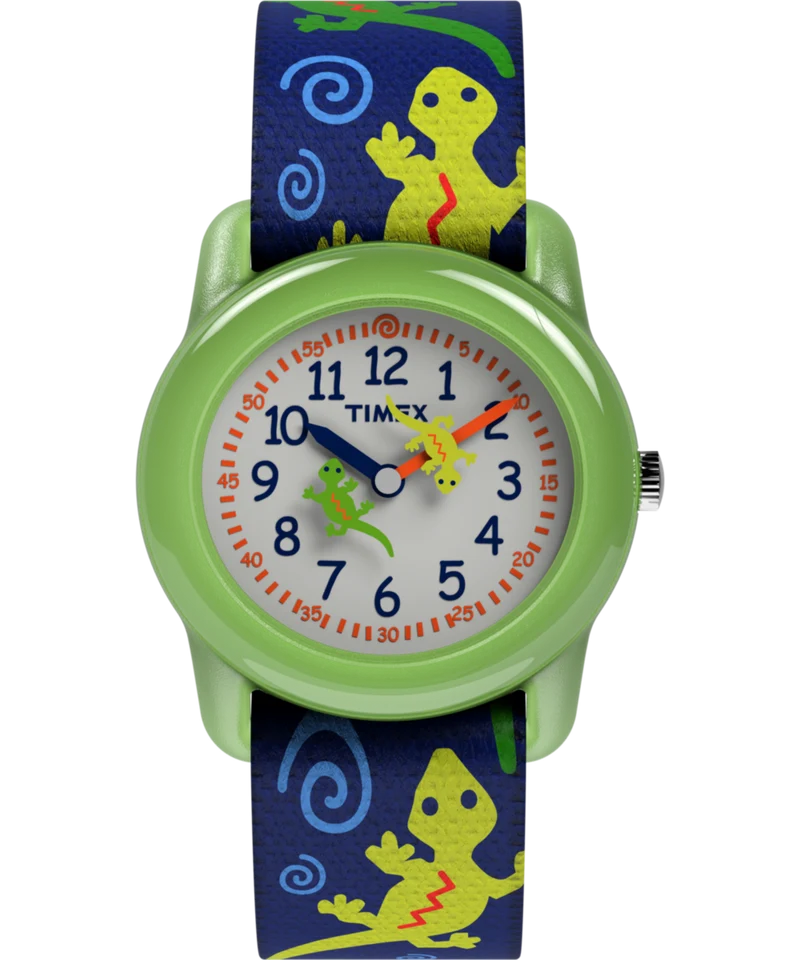TIMEX TIME MACHINES® 29mm Green Gecko Elastic Fabric Kids Watch
