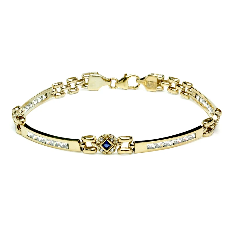 Pulsera Semirígida de Oro de 9 Quilates con Circonitas