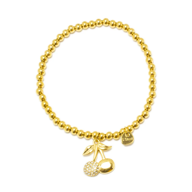 Pulsera Elástica de Bolas con Circonitas de Acero