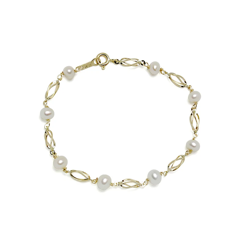 Pulsera Lupe de Oro de 9 Quilates con Perla en Jaula