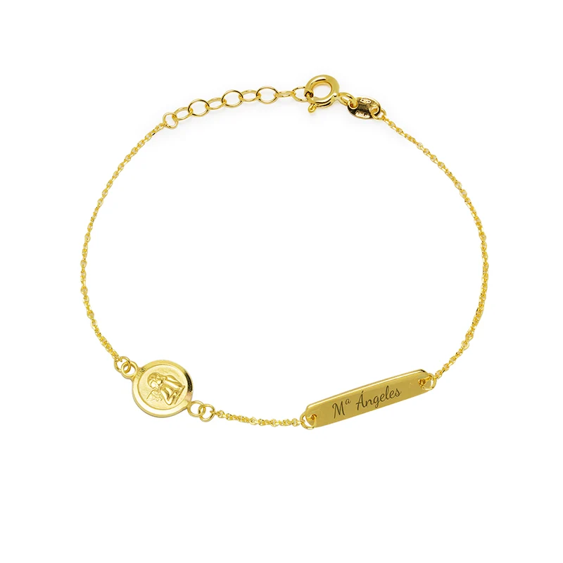 Pulsera Nomeolvides Angelito de Oro de 9 Quilates para Bebé