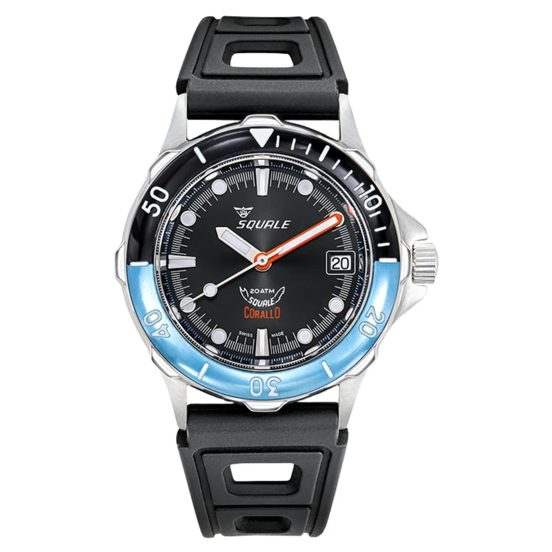Squale Corallo NOS 2008 Limited Edition Automatic Black Dial Rubber Strap Men's Watch CORALBICBK.RBK