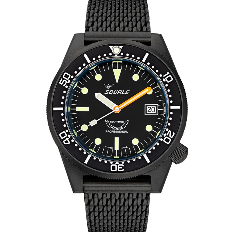 Squale 1521 PVD Automatic Black Dial Steel Strap Men's Watch 1521PVD.MEPVD20