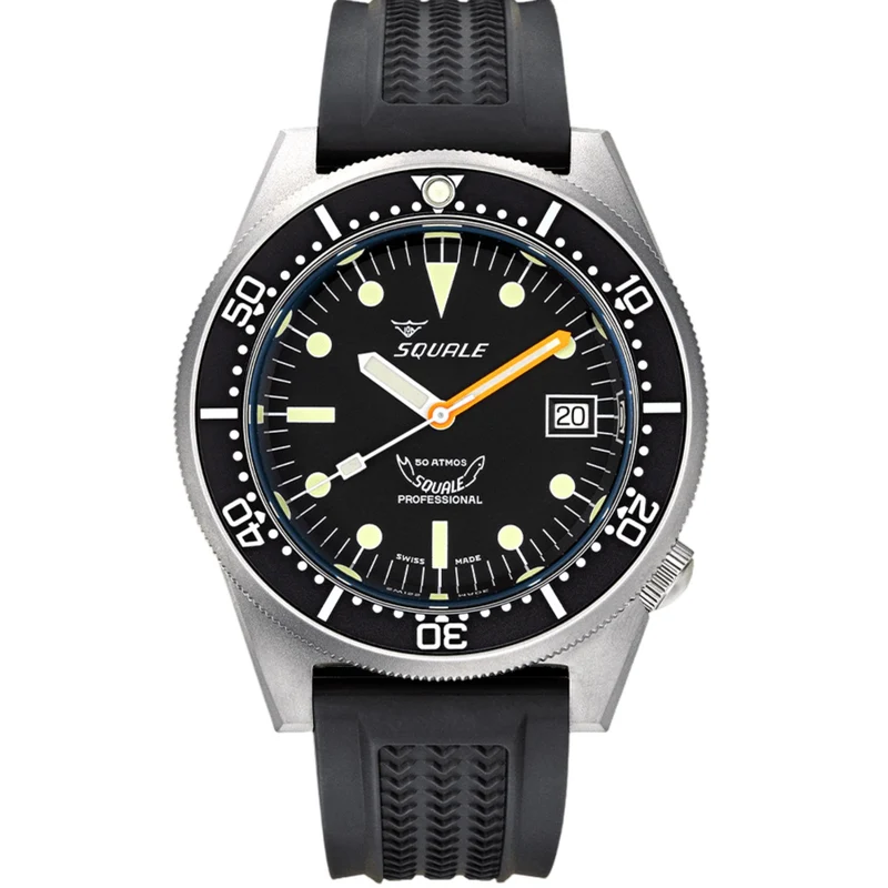 Squale 1521 Black Blasted Automatic Black Dial Rubber Strap Men's Watch 1521BKBL.VO