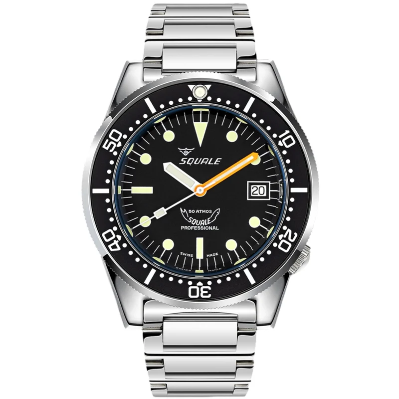 Squale 1521 Classic Automatic Black Dial Steel Strap Men's Watch 1521CL.SQ20L