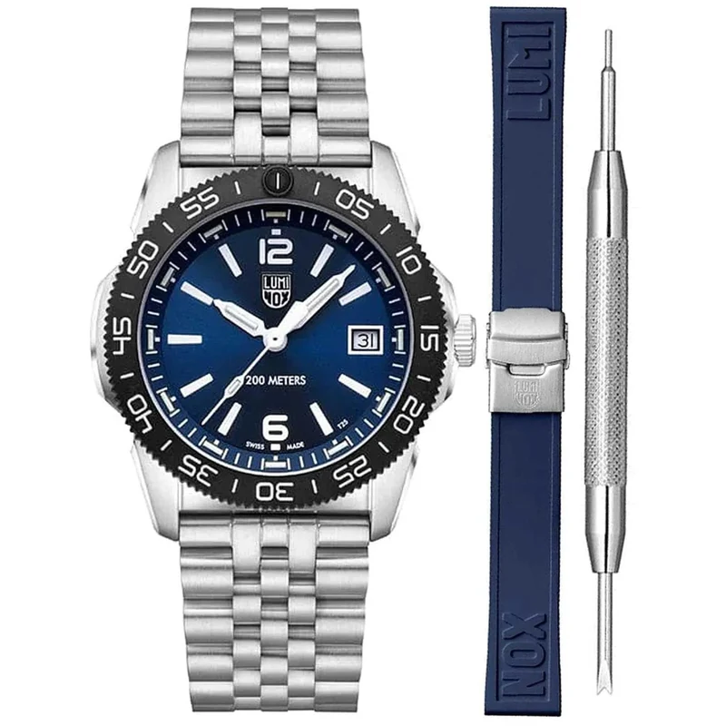 Luminox Pacific Diver Series 39mm Blue Dial Steel Quartz Watch XS.3123M.SET