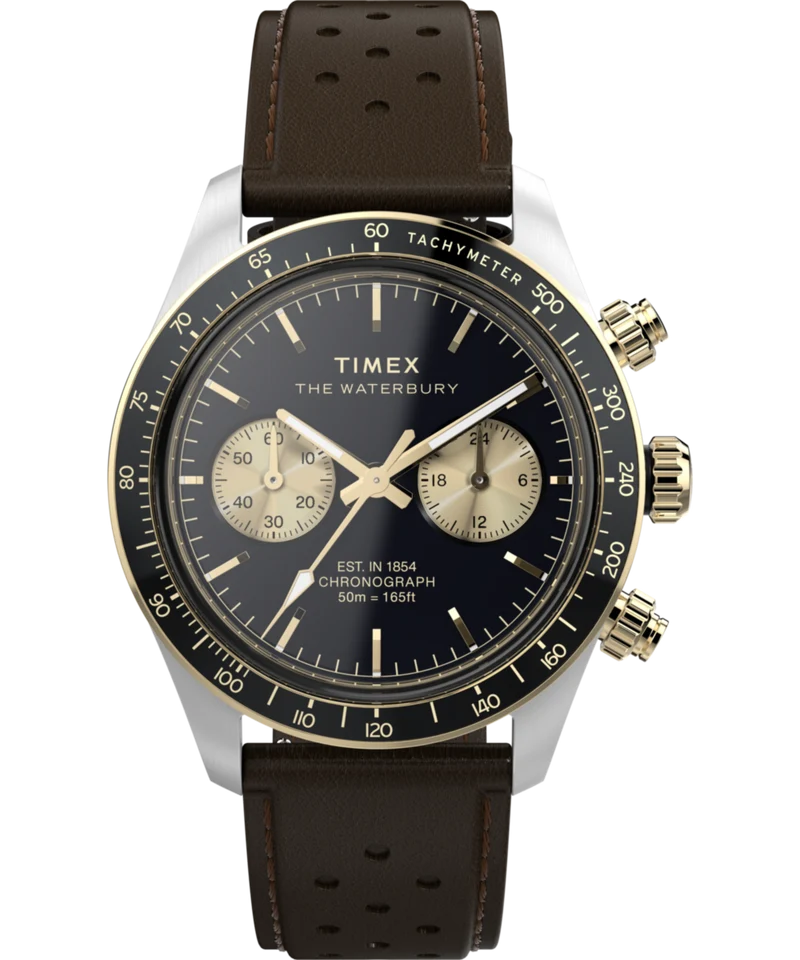 Waterbury Heritage Chronograph 39mm Leather Strap Watch