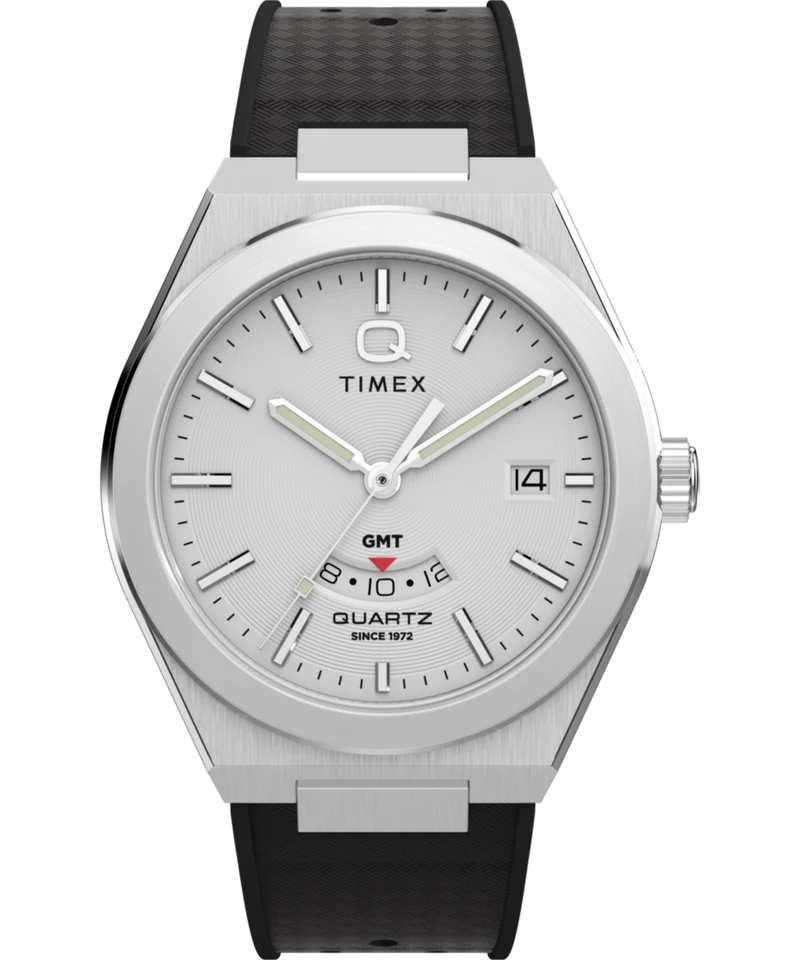 Q Timex® Continental GMT 39mm Synthetic Rubber Strap Watch