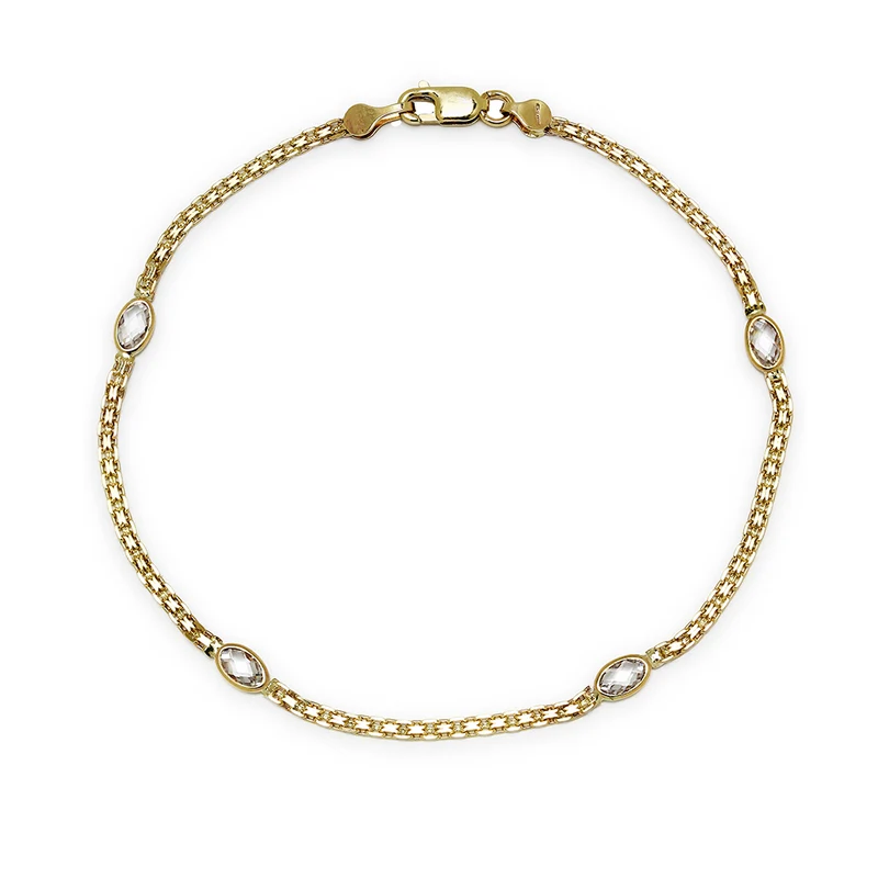 Pulsera de Oro de 9 Quilates con Circonitas Ovaladas