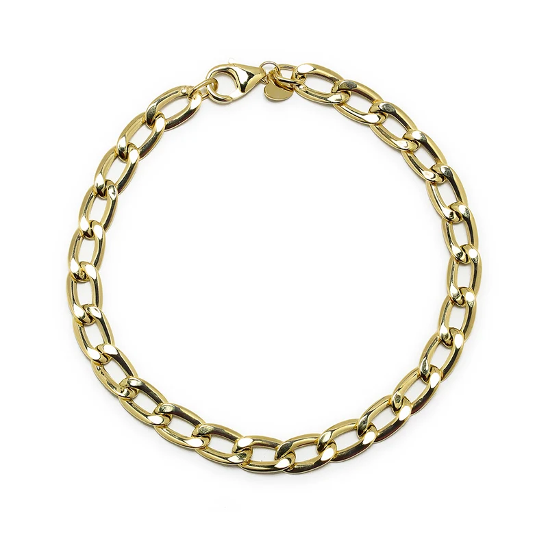 Pulsera Forzada Plana de Oro de 9 Quilates