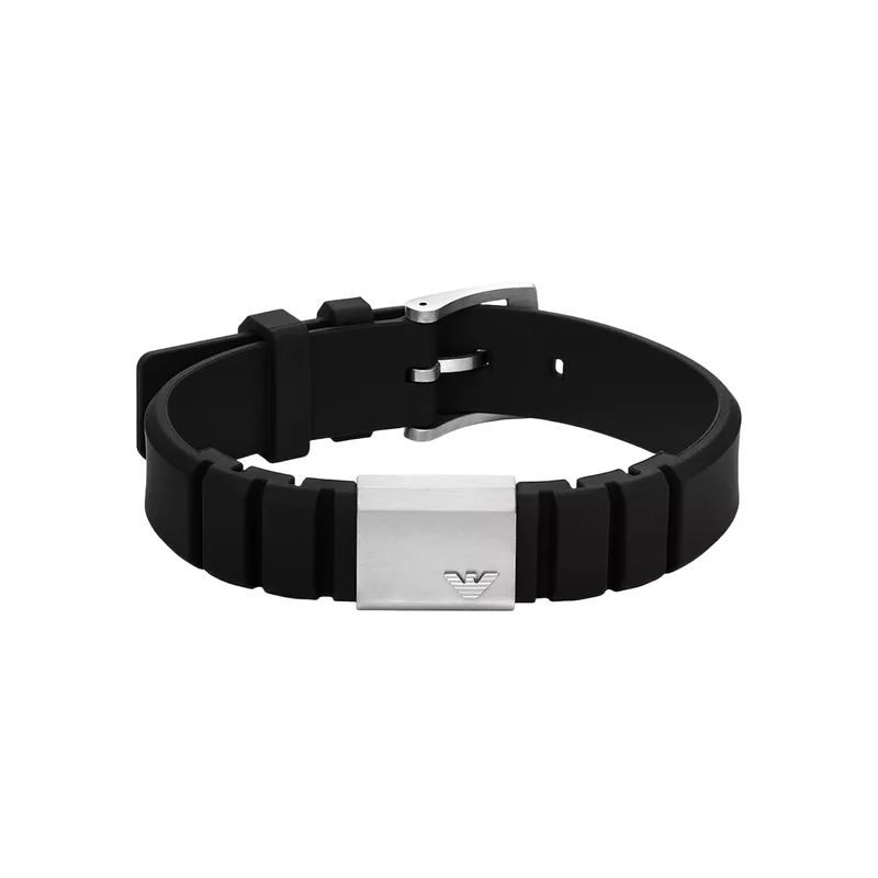 Emporio Armani Black Silicone and Stainless Steel ID Bracelet EGS3079040