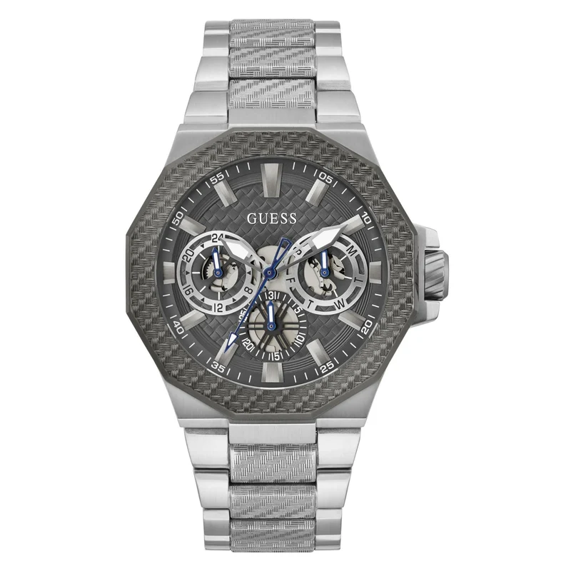 GUESS Silver-Tone Multi-Function Grey Dial Steel Strap Men's Watch GW0636G1