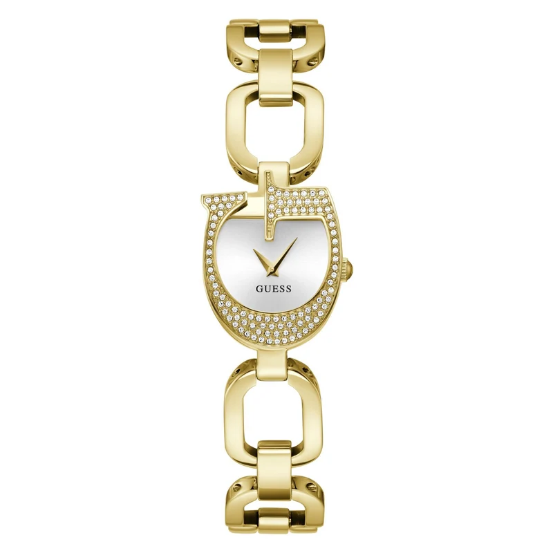 GUESS Gold Tone Analog Silver Dial with Crystal Accents Ladies Watch GW0683L2