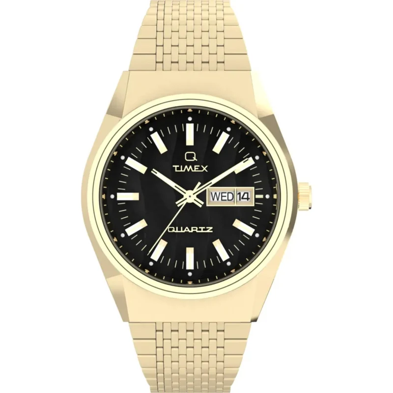 Timex Q 38mm Black Dial Steel Mens Quartz Watch TW2W62500