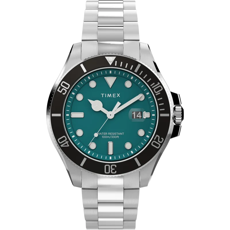 Timex Harborside Coast 43mm Green Dial Steel Mens Quartz Watch TW2V91900