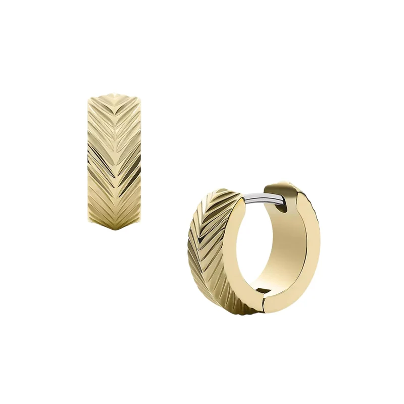 Fossil Harlow Linear Texture Huggie Hoop Ladies Earrings JF04116710
