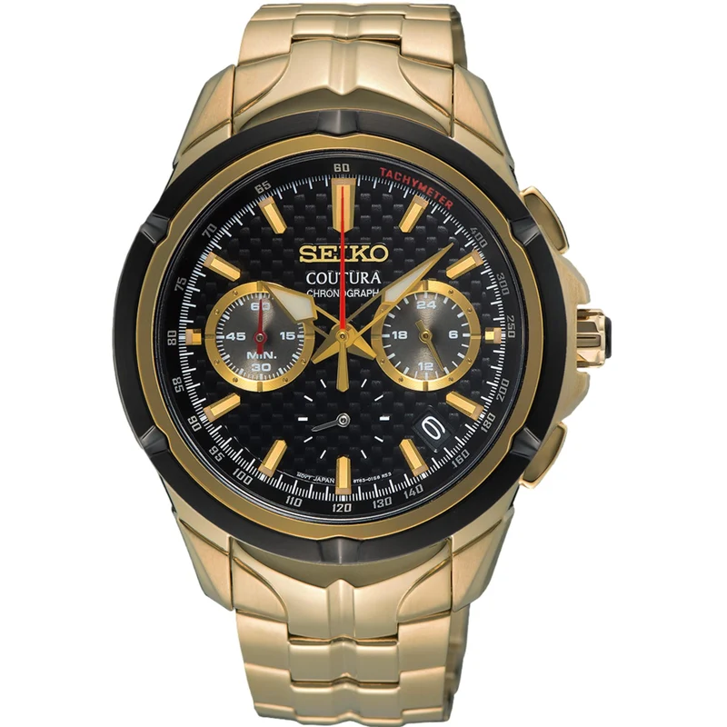 Seiko Coutura Chronograph Black Dial Stainless Steel Strap Men's Watch SSB440P1
