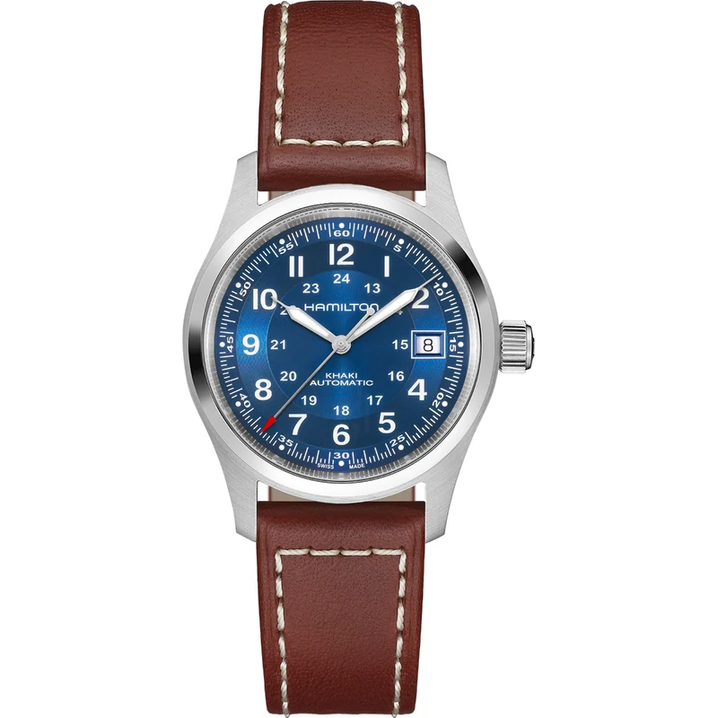 Hamilton Khaki Field 38mm Blue Dial Leather Mens Automatic Watch H70455540