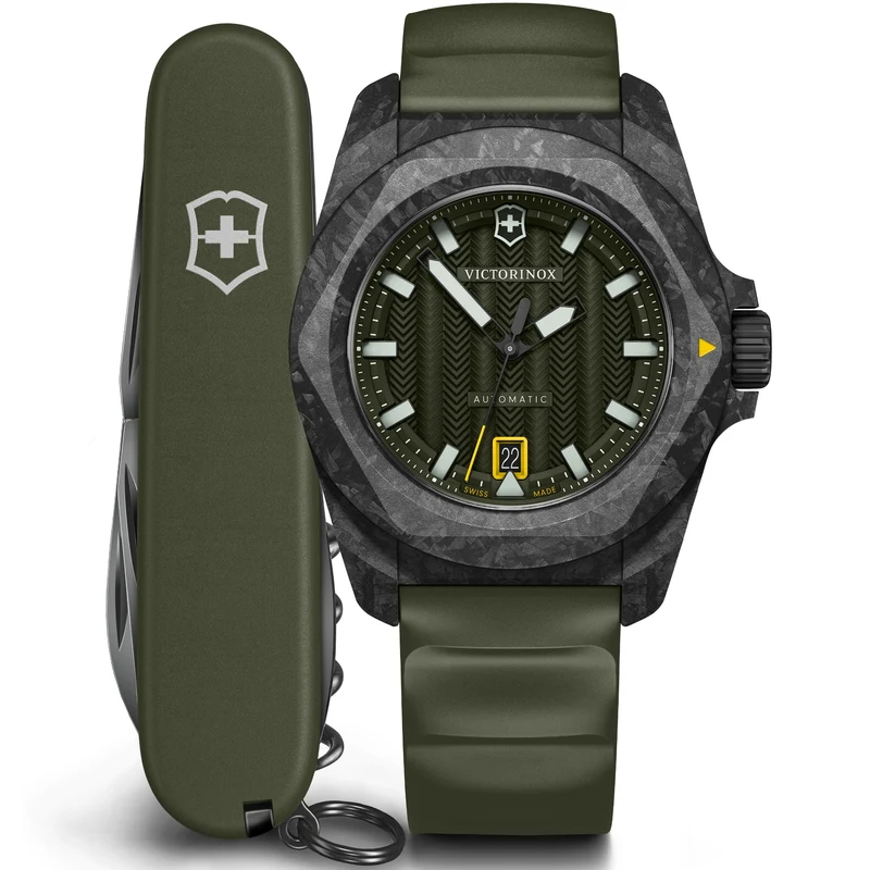 Victorinox I.N.O.X. 41mm Green Dial Rubber Mens Automatic Watch 242021.1