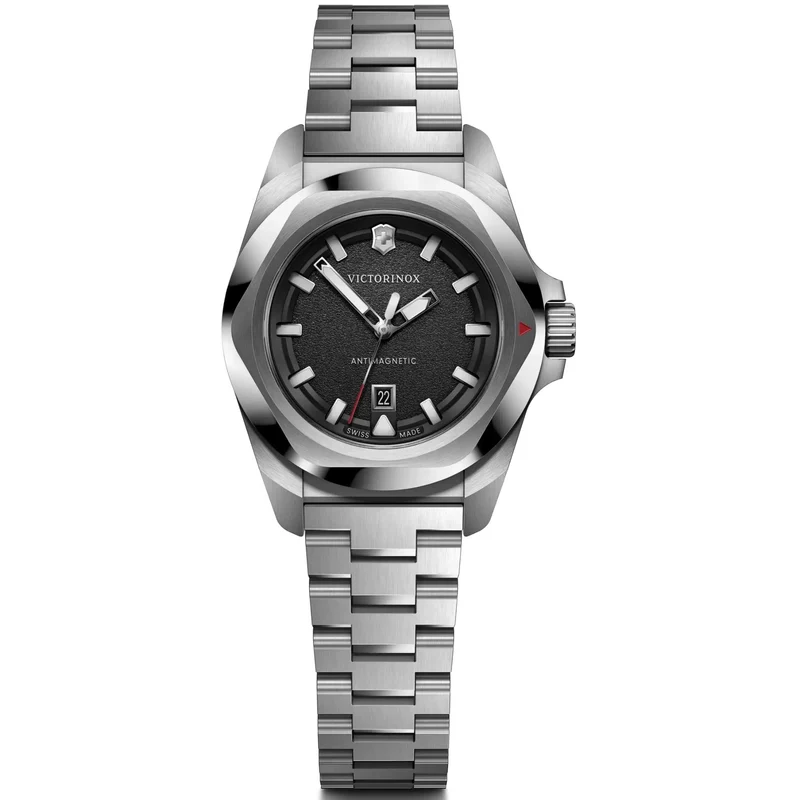 Victorinox I.N.O.X. 32mm Black Dial Steel Ladies Quartz Watch 242036