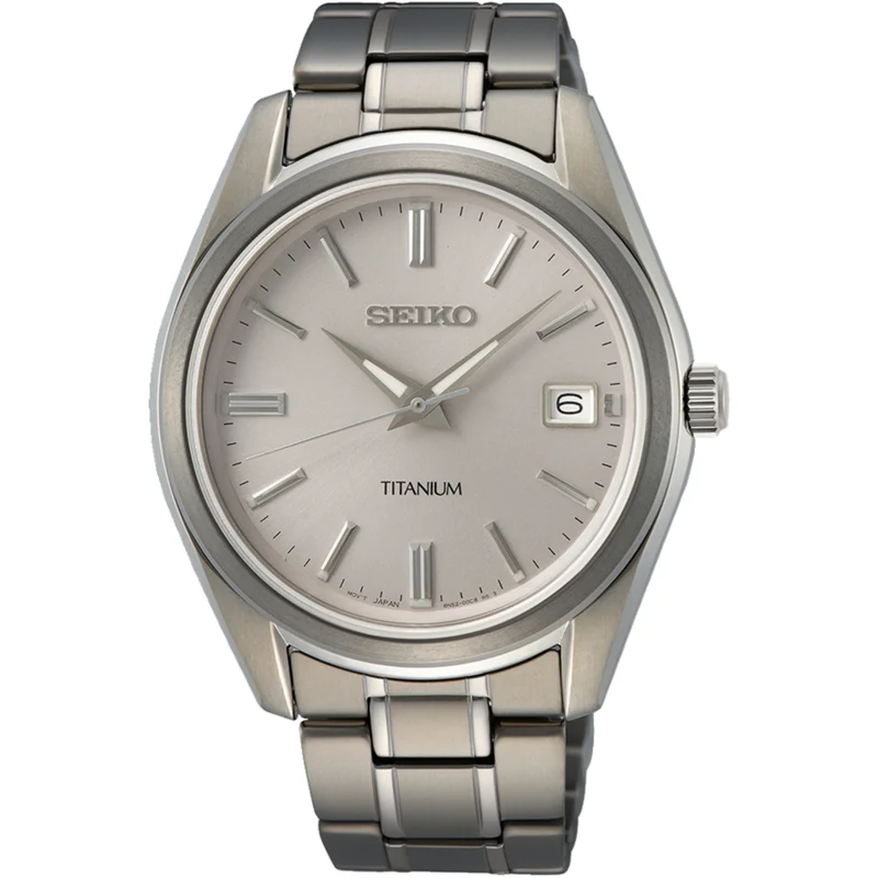 Seiko Essentials 40mm Silver Dial Titanium Mens Quartz Watch SUR369P1