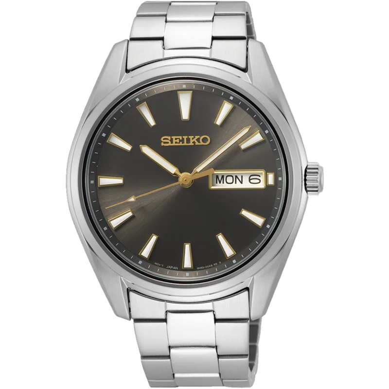 Seiko Essentials 40mm Grey Dial Steel Mens Quartz Watch SUR343P1