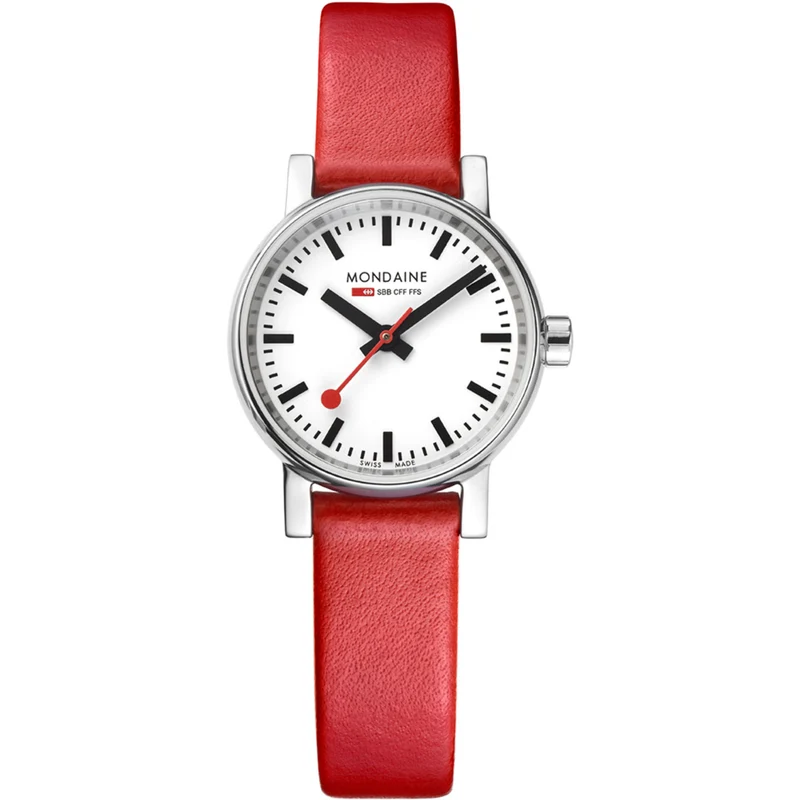 Mondaine Evo2 26mm White Dial Leather Ladies Quartz Watch MSE.26110.LCV