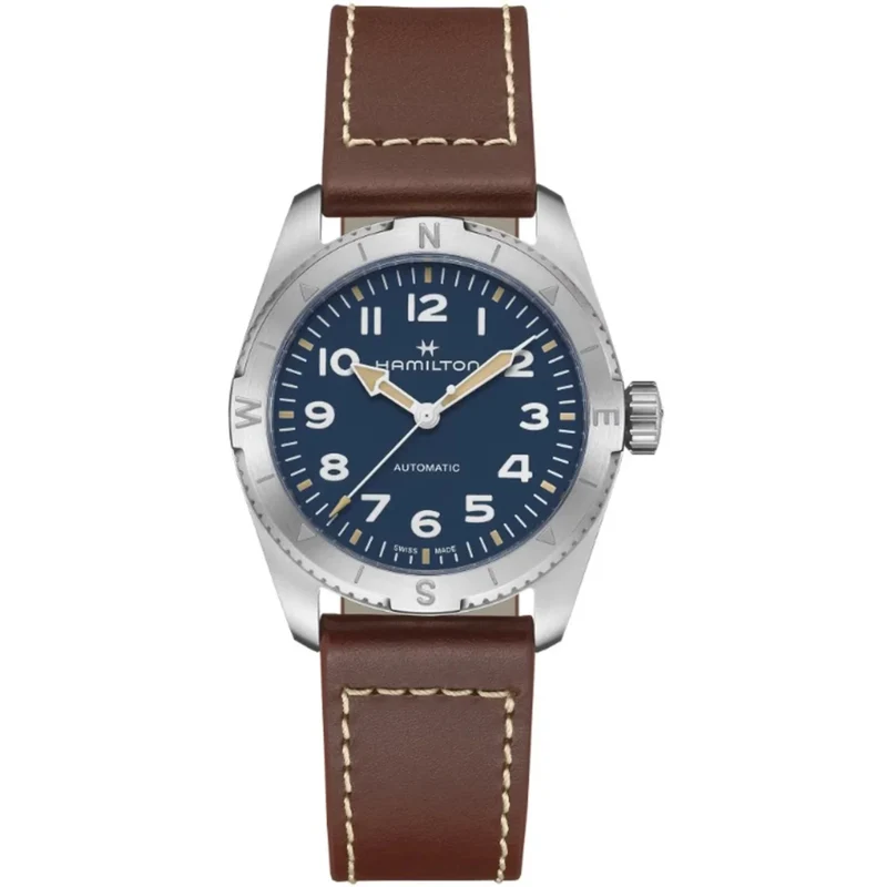 Hamilton Khaki Field 37mm Expedition Blue Dial Leather Mens Automatic Watch H70225540