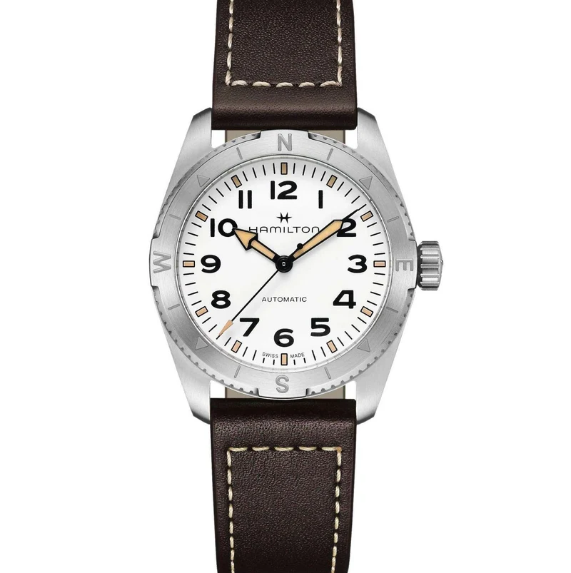Hamilton Khaki Field Expedition 37mm White Dial Leather Mens Automatic Watch H70225510