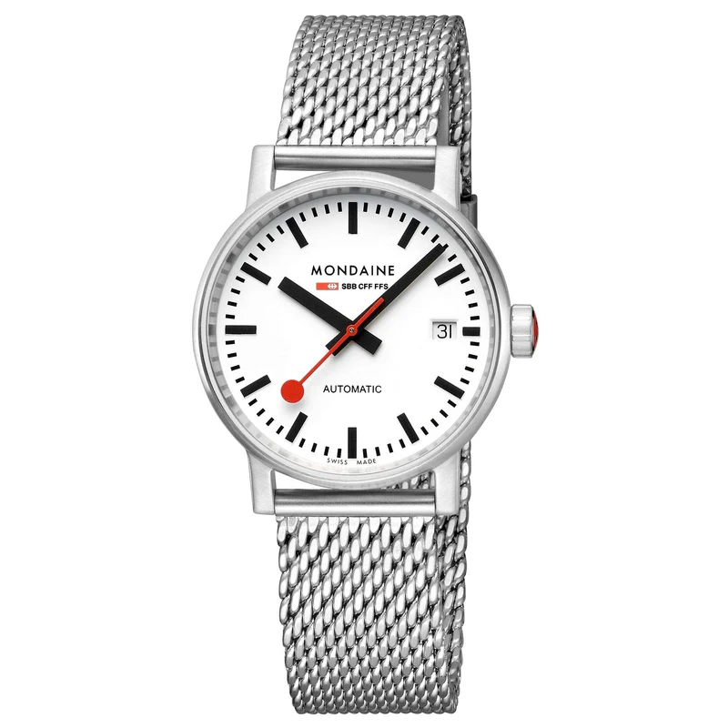 Mondaine Evo2 35mm White Dial Steel Ladies Automatic Watch MSE.35610.SM