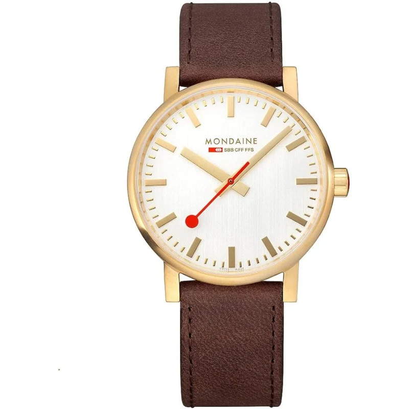 Mondaine Evo Quartz Silver Dial Leather Strap Unisex Watch MSE.40112.LG